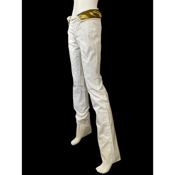 Gucci Women's Pants Dress Flat Front White 100%Cotton MADE IN ITALY US 40 - Picture 5 of 9